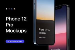 【PS样机】20款iPhone 12 Pro 手机App界面展示应用程序演示贴图PS模型样机 iPhone 12 Pro – 20 Mockups Scenes