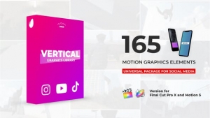 【FCPX插件】165个社交媒体竖屏排版设计图形标题动画 Vertical Graphics Pack