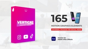 【AE模板】165个社交媒体竖屏排版设计图形标题动画 Vertical Graphics Pack