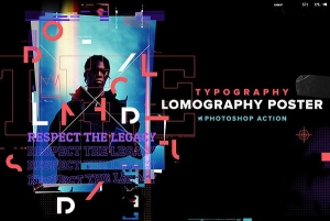 【PS动作】潮流复古时尚嘻哈摇滚半色调LOMO特效文字海报排版PS动作 Lomography Typography PS Action
