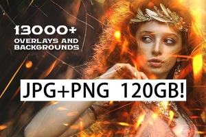 【图片素材】13000+超大规模照片摄影后期特效创意合成叠加纹理背景素材合集 SuperMassive Bundle: 13,000+ Overlays & Backgrounds