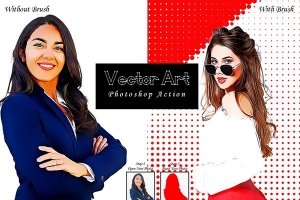 【PS动作】手绘漫画抽象矢量艺术背景人像插画设计PS动作 Vector Art Photoshop Action