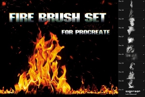 【Procreate笔刷】火焰燃烧火花火苗烟雾插画设计Procreate笔刷 Fire and Flame Procreate Brushes