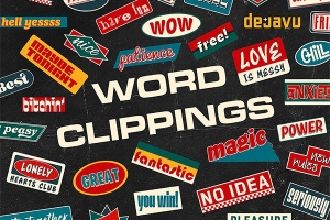 【PNG素材】50款复古怀旧标签字母促销贴纸剪贴画PNG素材 Word Clippings：Retro Stickers and Headlines – 50 Pieces