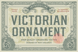 【矢量素材】27款维多利亚时代复古雕刻装饰花纹矢量图案素材 NS Victorian Ornament