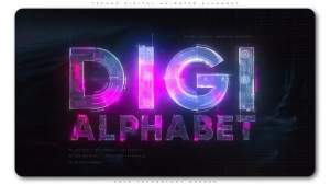 【AE模板】科幻赛博朋克风格字母数字动画工具包 Techno Digital Animated Alphabet