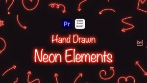 【PR模板】48种手绘霓虹发光线条图形元素动画 Hand Drawn Neon Elements