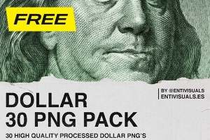 【PNG素材】30张美金美元钞票PNG图片素材 30 Dollar PNG Pack
