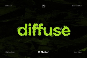 【PSD模板】漫反射文本图形破损失真效果PSD模板 Divided – Diffuse Distortion