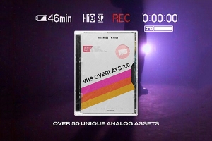 【视频素材】57个复古录像带故障噪点刮痕动画视频叠加素材 Video Milkshake – VHS Glitches and Overlays Pack 2.0