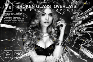 【PNG素材】10张破裂玻璃效果照片合成叠加素材 Broken glass photoshop overlay