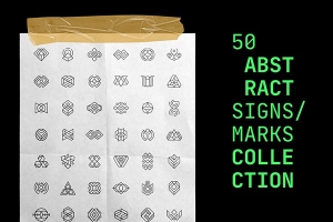 【矢量素材】50款抽象艺术符号标记图形图案设计矢量素材 50 Abstract Signs / Marks Collection