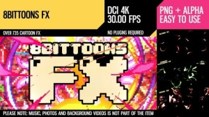 【视频素材】735款复古8bit像素经典卡通冒险游戏电流魔法MG动画元素视频素材 8BitToons FX