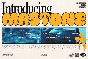 【字体】复古趣味Y2K街头涂鸦手写圆润肥胖气泡艺术英文字体 Mastone – Urban Bubble Fonts
