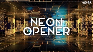 【AE模板】未来数字科技图形空间穿梭图文介绍展示动画 Neon Opener