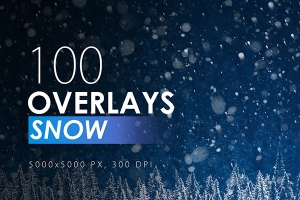 【图片素材】100张冬季雪景雪花飞舞照片合成叠加素材 100 Snow Overlays