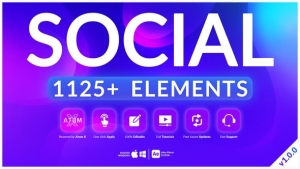 【AE脚本】1125个现代时尚文字标题排版调色转场背景动画预设 Social Pack