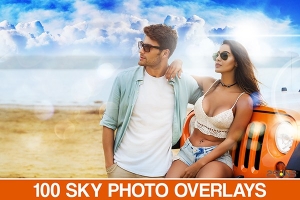 【图片素材】100张蓝天白云摄影后期天空替换合成图片素材 100 Blue Sky Overlays