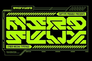 【字体】未来工业机械赛博科幻机甲海报标题Logo艺术设计英文字体 Aero Flux | Modern Cyber Mecha Font