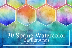 【图片素材】30张春季水彩画涂鸦手绘插画创作背景纹理素材 30 Spring Watercolor Backgrounds