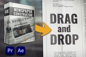 【AE/PR模板】突发新闻报纸头条图文场景展示动画 AEJuice – Newspaper Constructor