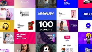 【AE模板】100个现代时尚图形文字排版展示动画 Modern Graphic & Transition Pack