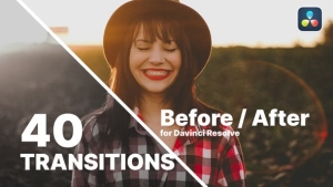 【达芬奇模板】40种视频画面前后对比划像转场展示动画 Before And After Transitions