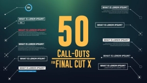 【FCPX插件】50种线条呼出文字标题介绍注释解说动画 50 CallOuts Pack