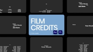 【AE/PR模板】27组电影片头片尾演员职工制作人文字标题动画 Film Credits