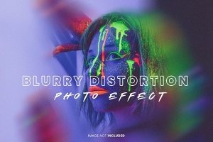 【PSD模板】模糊失真复古特效照片毛刺噪点艺术效果PSD模板 Blurry Distortion Photo Effect Psd