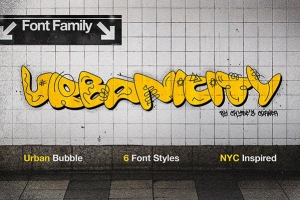 【字体】都市涂鸦可爱卡通活力艺术排版时尚设计彩色英文字体 Urbanicity | NY Inspired Bubble Font