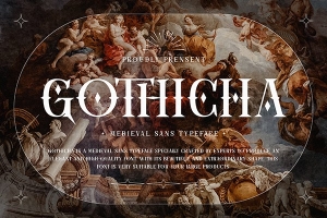 【字体】优雅复古哥特风品牌标志包装艺术设计衬线英文字体 Gothicha Sans Business Font