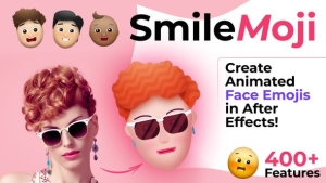 【AE模板/预设】50种MG卡通人物头像面部动作表情说话口型动画预设 SmileMoji – Character Face Rig – Lip sync