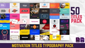 【AE/PR模板】50种创意动态文字标题图形排版设计动画 Motivation Titles Typography Pack