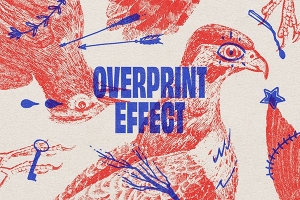 【PSD模板】复古叠印印刷颗粒Riso艺术效果照片特效PSD模板 Old OverPrint Photoshop Effects