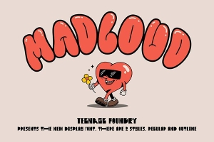 【字体】可爱圆润卡通描边艺术设计排版装饰英文字体 Madcloud font