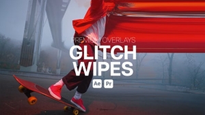 【AE/PR模板】故障毛刺方向模糊擦除视觉特效 Premium Overlays Glitch Wipes