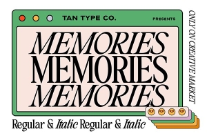 【字体】80年代经典复古优雅杂志海报标题Logo设计衬线英文字体 Tan – Memories