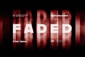 【PSD模板】褪色文本标识拉伸模糊背景特效PSD模板 Faded Text Effect