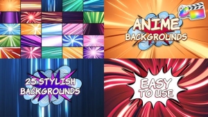 【FCPX插件】25个彩色卡通动漫速度线背景循环动画 Anime Backgrounds