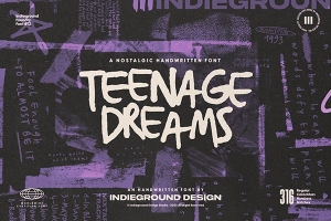 【字体】90年代复古涂鸦青少年手写板书线条效果英文字体 Teenage Dreams Font (Demo)