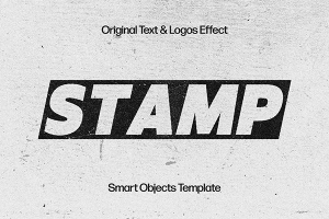 【PSD模板】复古包装划痕纹理印章Logo印刷效果PSD模板  Print Stamp Text & Logo Effect