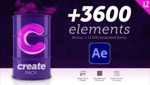 【AE脚本】3600组时尚社交媒体视频转场标题线条标注图形动画元素 Create Pack
