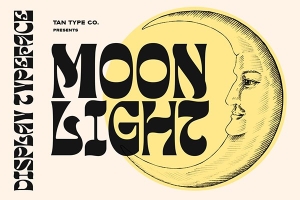 【字体】复古70年代夸张扭曲拟手写海报音乐标题设计英文字体 Tan – Moonlight