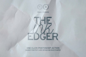 【PS动作】一键生成水墨渗透毛边晕染扩散效果文本样式PS动作 The Ink Edger – One Click