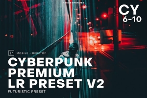 【LR预设】5款未来城市赛博朋克夜景摄影调色Lightroom预设C1预设 Cyberpunk Futuristic Lightroom 2