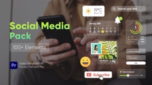 【PR模板】100个网络媒体视频社交网站图形标题动画 Social Media Pack