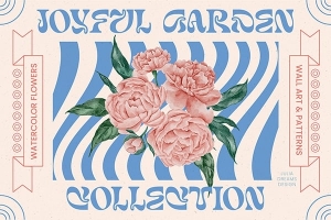 【PNG素材】75款鲜艳美丽手绘花朵元素PNG剪贴画无缝图案矢量素材 Joyful Garden Collection