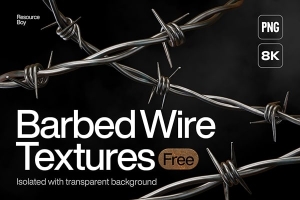 【PNG素材】60个8K钢丝尖刺防护网铁网护栏PNG图片素材 60 Barbed Wire Textures