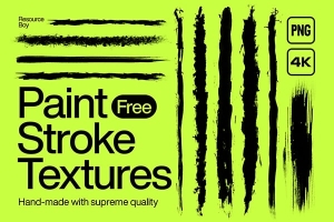【PNG素材】100款手绘书法画笔描边笔触纹理PNG图片素材 100 Paint Stroke Textures